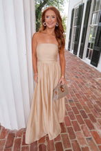 Load image into Gallery viewer, Luna Strapless Smocked Dress- Light Beige
