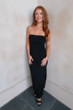 Load image into Gallery viewer, Sleek Strapless Midi Dress-Black
