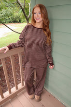 Load image into Gallery viewer, Fireside Stripe Top Set-Brown
