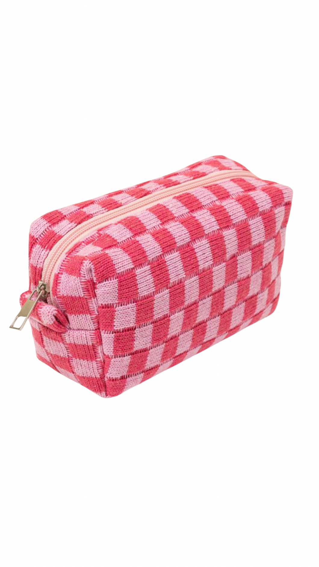 Pink Checkered Toiletry Bag