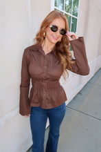 Load image into Gallery viewer, As Usual Button Up Top-Brown

