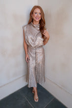 Load image into Gallery viewer, Drew Snakeskin Mock Neck Dress- Taupe
