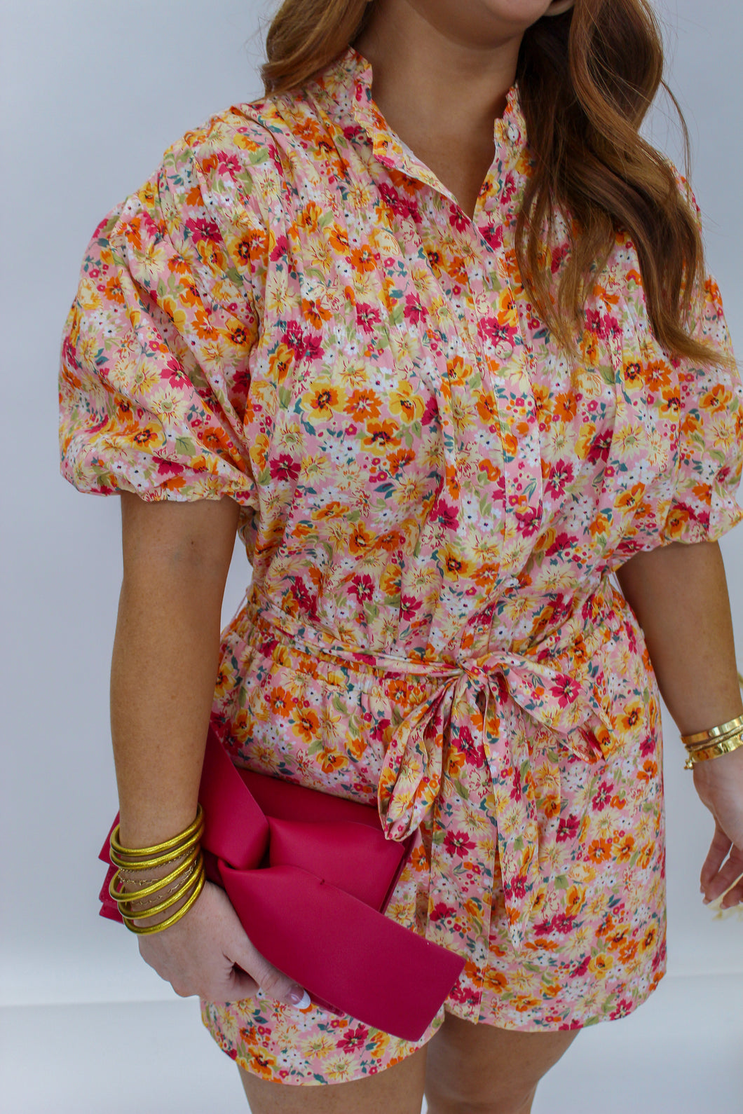 Flower Field Puff Sleeve Romper