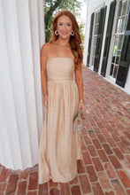 Load image into Gallery viewer, Luna Strapless Smocked Dress- Light Beige
