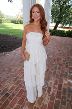 Load image into Gallery viewer, Breezy Tiered Strapless Ruffle Dres- Cream

