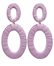 Load image into Gallery viewer, Raffia Wrapped Oval Earrings
