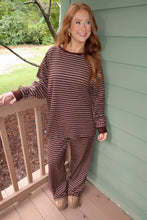 Load image into Gallery viewer, Fireside Striped Pants Set-Brown

