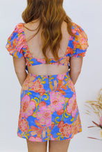 Load image into Gallery viewer, Santorini Floral Mini Dress- Blue Pink
