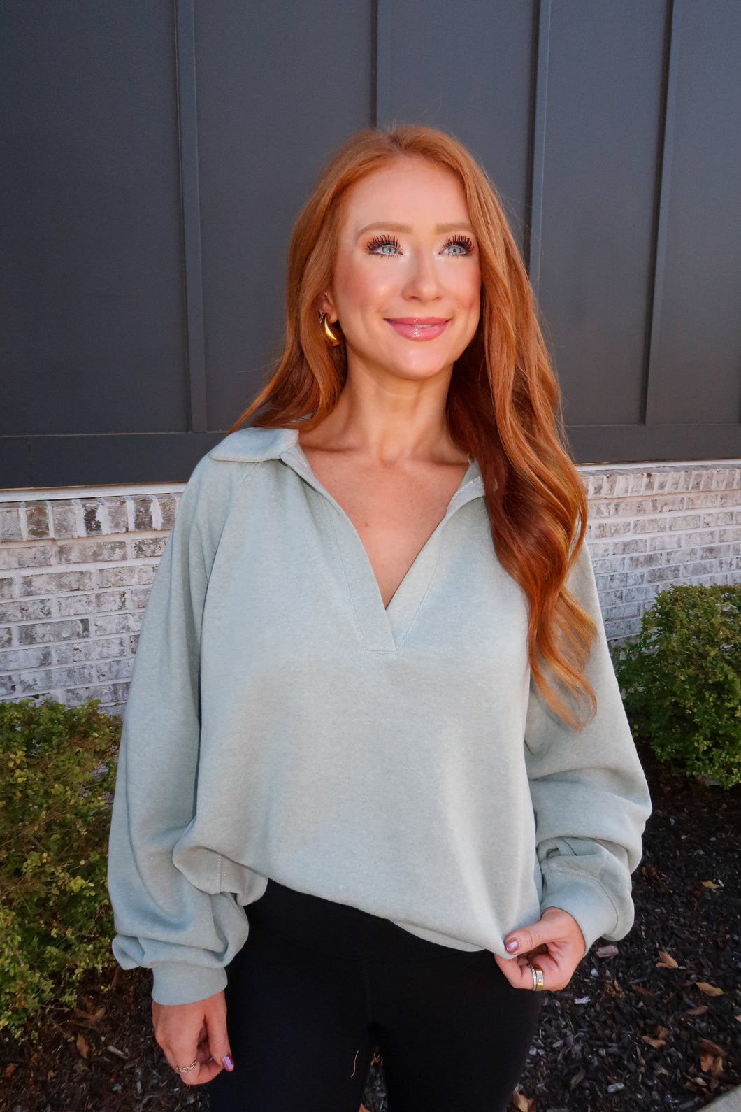 Molly Raglan Sleeve Sweatshirt- Sage