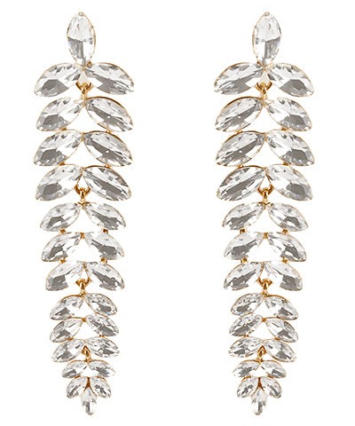 Leaf Rhinestone Drop Earrings