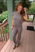 Load image into Gallery viewer, Cozy Crush Stripe Tee Set-Brown

