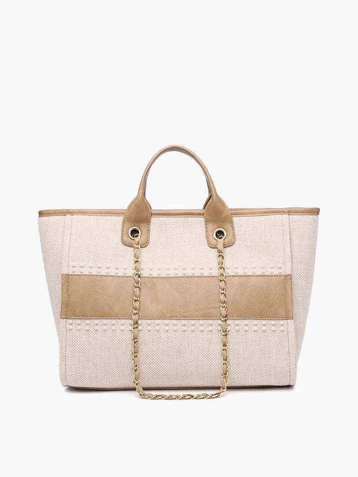 Kristina Stripe Satchel Chain Strap