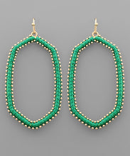 Load image into Gallery viewer, Raffia Wrapped Metal Ball Deco Hexagon Earrings
