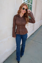 Load image into Gallery viewer, As Usual Button Up Top-Brown

