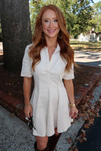 Load image into Gallery viewer, Liz Polo Collar Topstitch Dress-Beige
