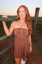 Load image into Gallery viewer, Carmen Strapless Waist Romper-Brown

