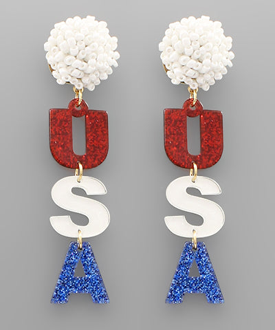 USA Acrylic Drop Earrings