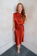 Load image into Gallery viewer, Cindy Cowl Midi Dress- Rust
