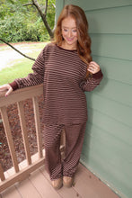 Load image into Gallery viewer, Fireside Stripe Top Set-Brown
