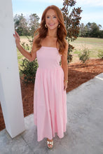 Load image into Gallery viewer, Bella Strapless Flowy Midi Dress-Pink

