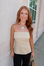 Load image into Gallery viewer, York Fold Over Strapless Top-Khaki
