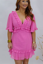 Load image into Gallery viewer, Vibes Vacay Ruffled Mini Dress- Pink
