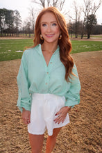 Load image into Gallery viewer, Chipper Button Up Striped Top- Green
