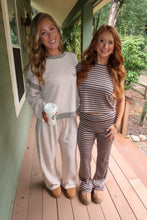 Load image into Gallery viewer, Cozy Crush Stripe Tee Set-Brown
