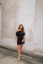 Load image into Gallery viewer, Noir Asymmetric Mini Dress
