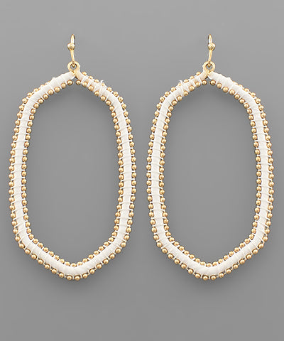 Raffia Wrapped Metal Ball Deco Hexagon Earrings