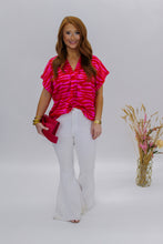 Load image into Gallery viewer, Poppy Satin Zebra V Neck Top
