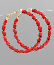Load image into Gallery viewer, Rice Ball Beads Round Hoops

