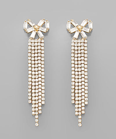 Crystal Ribbon & Row Earrings