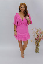 Load image into Gallery viewer, Vibes Vacay Ruffled Mini Dress- Pink
