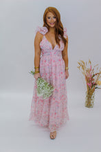 Load image into Gallery viewer, Rose Floral Pastel Romantic Maxi Dress
