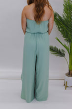 Load image into Gallery viewer, Pick Me Tie Front Strapless Jumpsuit- Sage
