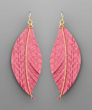 Load image into Gallery viewer, Leather Feather &amp; Bar Earrings
