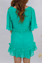 Load image into Gallery viewer, Vibes Vacay Ruffled Mini Dress- Green
