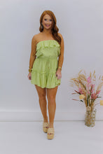 Load image into Gallery viewer, Still The One Ruffled Strapless Romper- Lime
