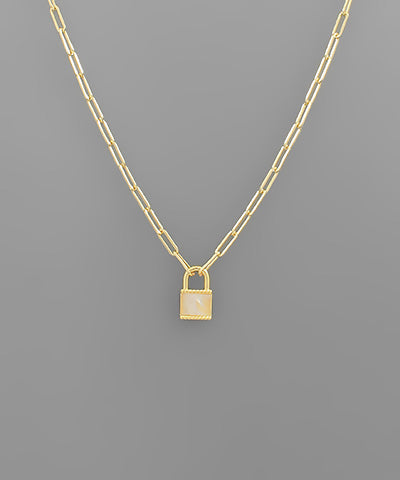 Lock Pendant & Clip Chain Necklace