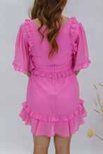 Load image into Gallery viewer, Vibes Vacay Ruffled Mini Dress- Pink
