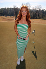 Load image into Gallery viewer, Carsen Strapless Midi Dress-Green/White
