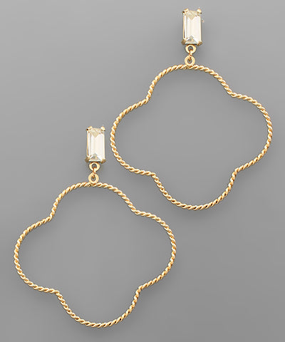 Textured Metal Clover Earrings