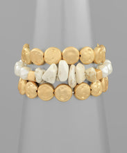 Load image into Gallery viewer, Color Stone &amp; Pearl 3 Row Bracelet Set
