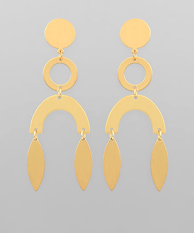 Four Shapes Linked Metal Drop Earrings