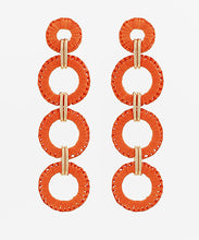 Load image into Gallery viewer, Wrapped Raffia Circle 4 Drop Earrings
