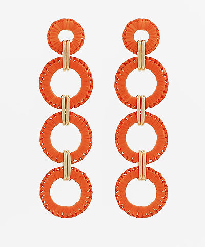 Wrapped Raffia Circle 4 Drop Earrings
