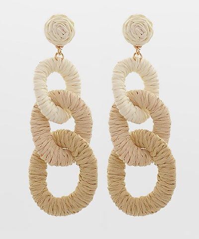 2- Tone Raffia Circle Link Earrings