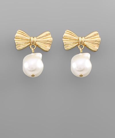 Freshwater Pearl Ribbon Earrings