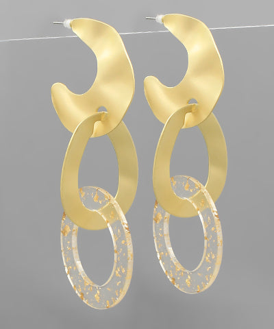 Acetate Gold Flake Link Drop Earrings